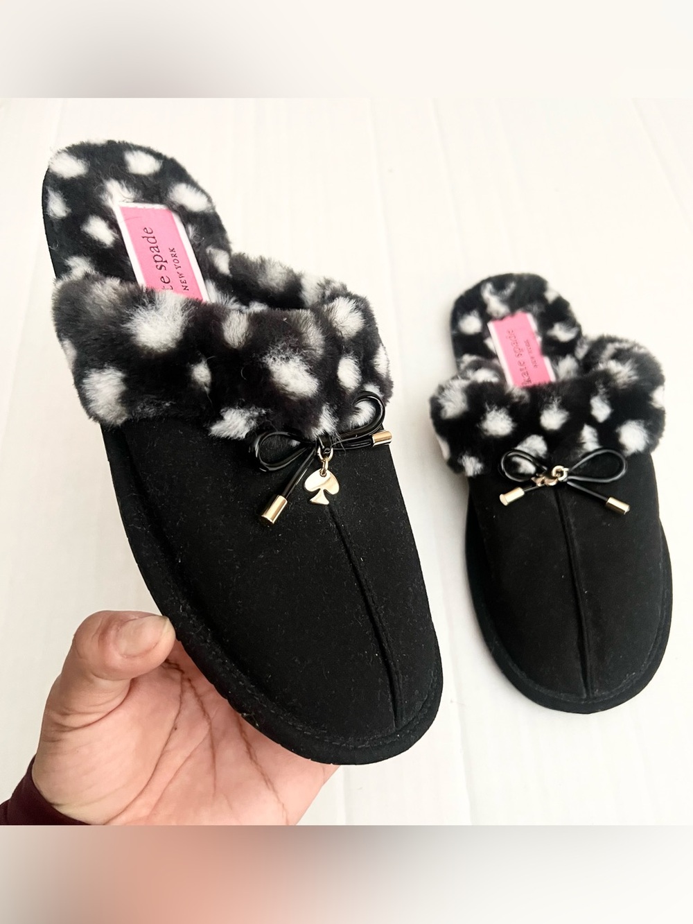 Kate Spade | Lacey Suede Polka Dot Furry Slipper